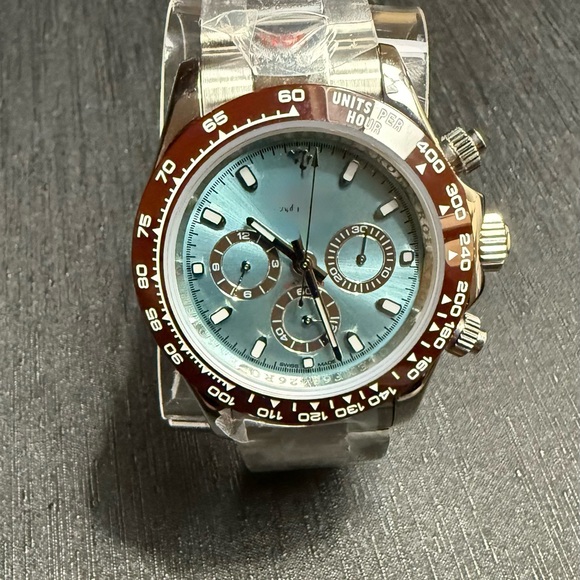 Silver and Brown Chronograph Watch